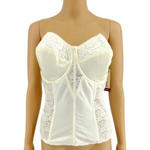 Dominique (42D) VINTAGE Y2K Cream Ivory Lace Longline Strapless Bustier